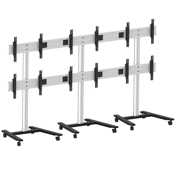 PNM-0600-B / Panorama 600 - Стойка для видеостены 3x2 мобильная 6xДисплеев 30-55" 6x40кг VESA 800x400 макс 3190x1760мм черный
