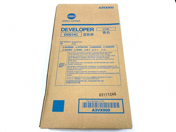 Девелопер Konica Minolta DV-614C голубой для Bizhub C1060/C1070/C2060/C3070/C3080/C4065/C4070/C4080/C71cf/C71hc/C83hc (A3VX900) 1 200 000 стр