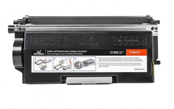 Оригинальный чёрный тонер-картридж для принтера Катюша Р247 и МФУ Катюша М247. Ресурс 13 000 отпечатков.