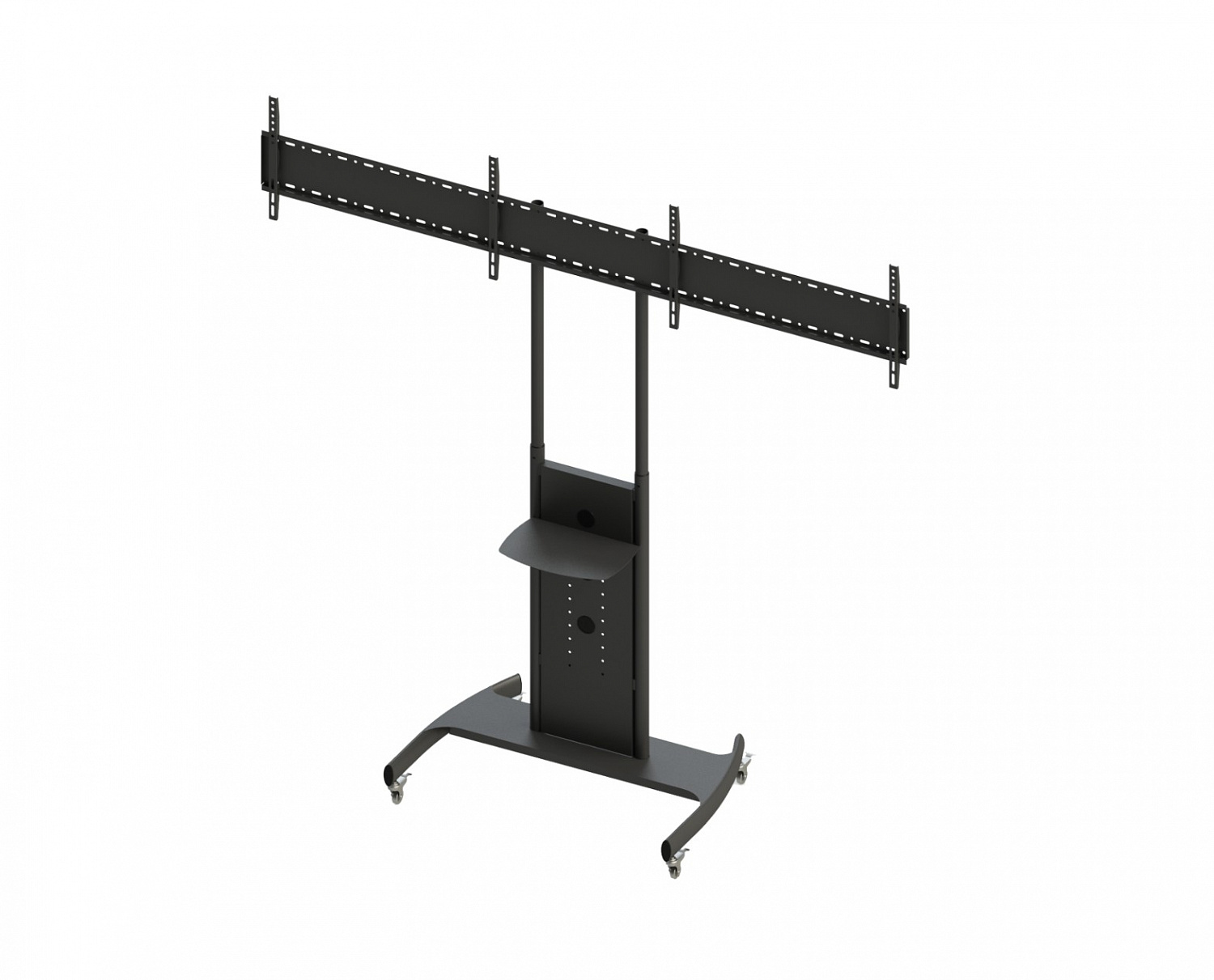 MDS-0200-B / MediaStand 200 - Мобильная стойка для 2xДисплеев 32-60" 2x60кг, полка, VESA 800x400 макс, черный