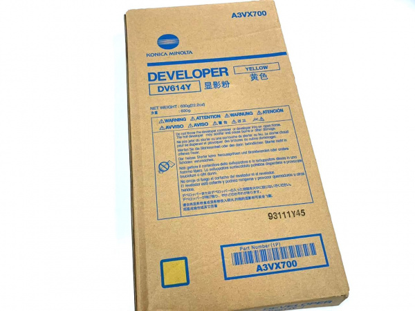 Девелопер Konica Minolta DV-614Y желтый для Bizhub C1060/C1070/C2060/C3070/C3080/C4065/C4070/C4080/C71cf/C71hc/C83hc (A3VX700) 1 200 000 стр